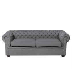 Sofa CHESTERFIELD Leather Grey 3 Seater
