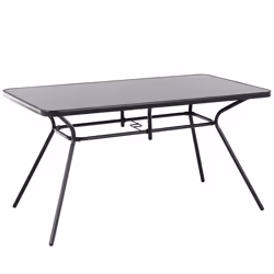 Garden Dining Table LIVO 140 cm 80 cm Glass Black