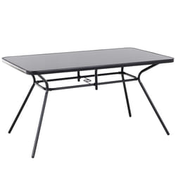 Garden Dining Table LIVO 140 cm 80 cm Glass Black