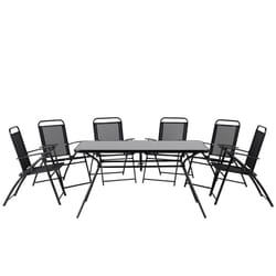 Garden Dining Set 6 Seater LIVO Metal Black