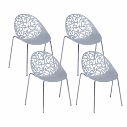 Set of 4 Dining Chairs MUMFORD Light Grey