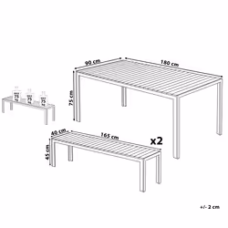 Garden Dining Set with Benches 6 Seater NARDO Grey