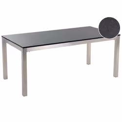 Garden Dining Table GROSSETO 180 cm 90 cm Polished Granite Black