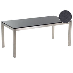 Garden Dining Table GROSSETO 180 cm 90 cm Polished Granite Black