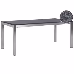 Garden Dining Table GROSSETO 180 cm 90 cm Flamed Granite Graphite Grey