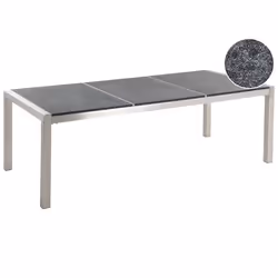 Garden Dining Table GROSSETO 220 cm 100 cm Flamed Granite Graphite Grey