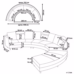 Curved Sofa ROTUNDE Fabric Dark Grey 7 Seater