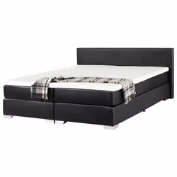 Divan Bed Faux Leather PRESIDENT 180 x 200 cm (EU Super King) Black