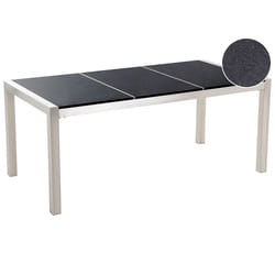 Garden Dining Table GROSSETO 180 cm 90 cm Polished Granite Black
