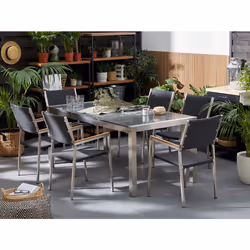Garden Dining Table GROSSETO 180 cm 90 cm Polished Granite Grey