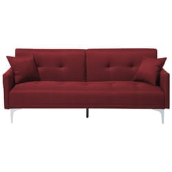 Sofa Bed LUCAN Fabric Dark Red 3 Seater