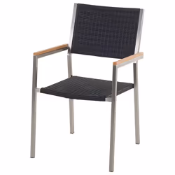 Garden Dining Set 6 Seater GROSSETO Triple Plate Granite Polished Grey/ Black