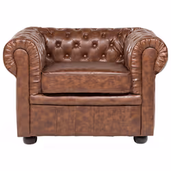 Armchair CHESTERFIELD Faux Leather Golden Brown