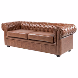 Sofa CHESTERFIELD Faux Leather Golden Brown 3 Seater