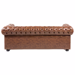 Sofa CHESTERFIELD Faux Leather Golden Brown 3 Seater - Additional view 4