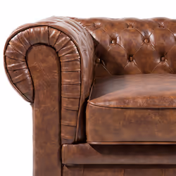 Sofa CHESTERFIELD Faux Leather Golden Brown 3 Seater - Additional view 5
