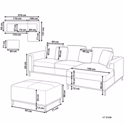 Corner Sofa OSLO Leather Cream with Ottoman 5 Seater Left Hand