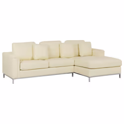 Corner Sofa OSLO Leather Cream with Ottoman 5 Seater Left Hand