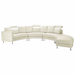 Curved Sofa ROTUNDE Leather Cream 7 Seater