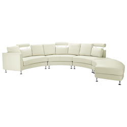 Curved Sofa ROTUNDE Leather Cream 7 Seater