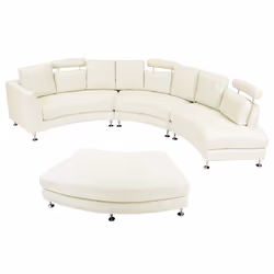 Curved Sofa ROTUNDE Leather Cream 7 Seater