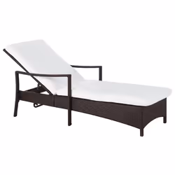 Sun Lounger with Cushion VASTO Reclining PE Rattan Brown