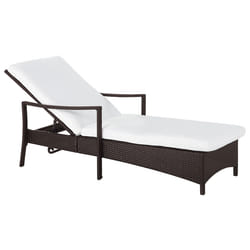 Sun Lounger with Cushion VASTO Reclining PE Rattan Brown
