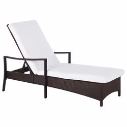 Sun Lounger with Cushion VASTO Reclining PE Rattan Brown