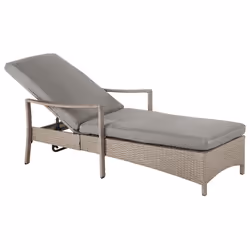 Sun Lounger with Cushion VASTO Reclining PE Rattan Taupe
