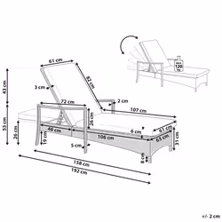 Sun Lounger with Cushion VASTO Reclining PE Rattan Taupe