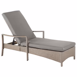 Sun Lounger with Cushion VASTO Reclining PE Rattan Taupe