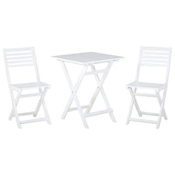 Bistro Set Folding FIJI Wood White