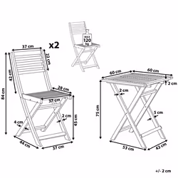 Bistro Set Folding FIJI Wood White