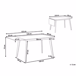 Extending Dining Table MEDIO White 120/155 cm 80 cm
