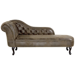 Left Hand Chaise Lounge NIMES Faux Suede Dark Brown