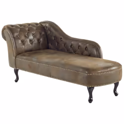 Left Hand Chaise Lounge NIMES Faux Suede Dark Brown