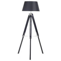 Floor Lamp MADEIRA Pine Wood Black