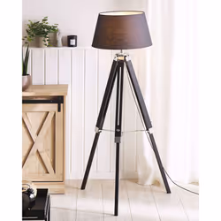 Floor Lamp MADEIRA Pine Wood Black