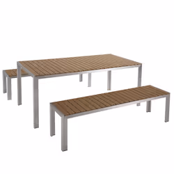 Garden Dining Set with Benches 6 Seater NARDO Brown