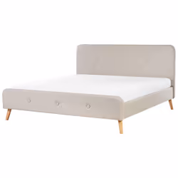 Bed Faux Linen RENNES 180 x 200 cm (EU Super King) Light Beige