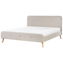 Bed Faux Linen RENNES 180 x 200 cm (EU Super King) Light Beige