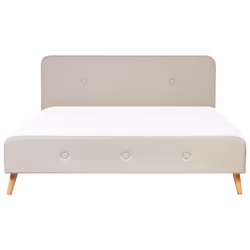 Bed Faux Linen RENNES 180 x 200 cm (EU Super King) Light Beige