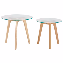 Set of 2 Coffee Tables MISSOURI Glass Transparent