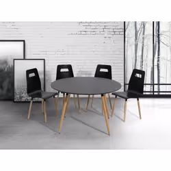 Dining Table - Rubber wood - - black - BOVIO - Black, 120cm