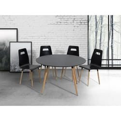 Dining Table - Rubber wood - - black - BOVIO - Black, 120cm