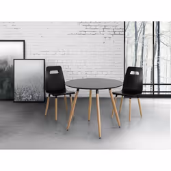 Dining Table - Rubber wood - - black - BOVIO - Black, 90cm
