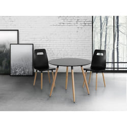 Dining Table - Rubber wood - - black - BOVIO - Black, 90cm