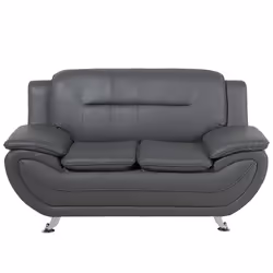Sofa LEIRA Faux Leather Grey 2 Seater