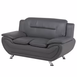 Sofa LEIRA Faux Leather Grey 2 Seater