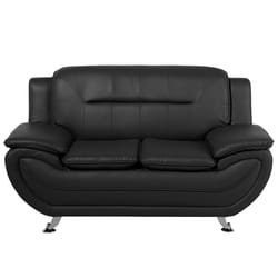 Sofa LEIRA Faux Leather Black 2 Seater